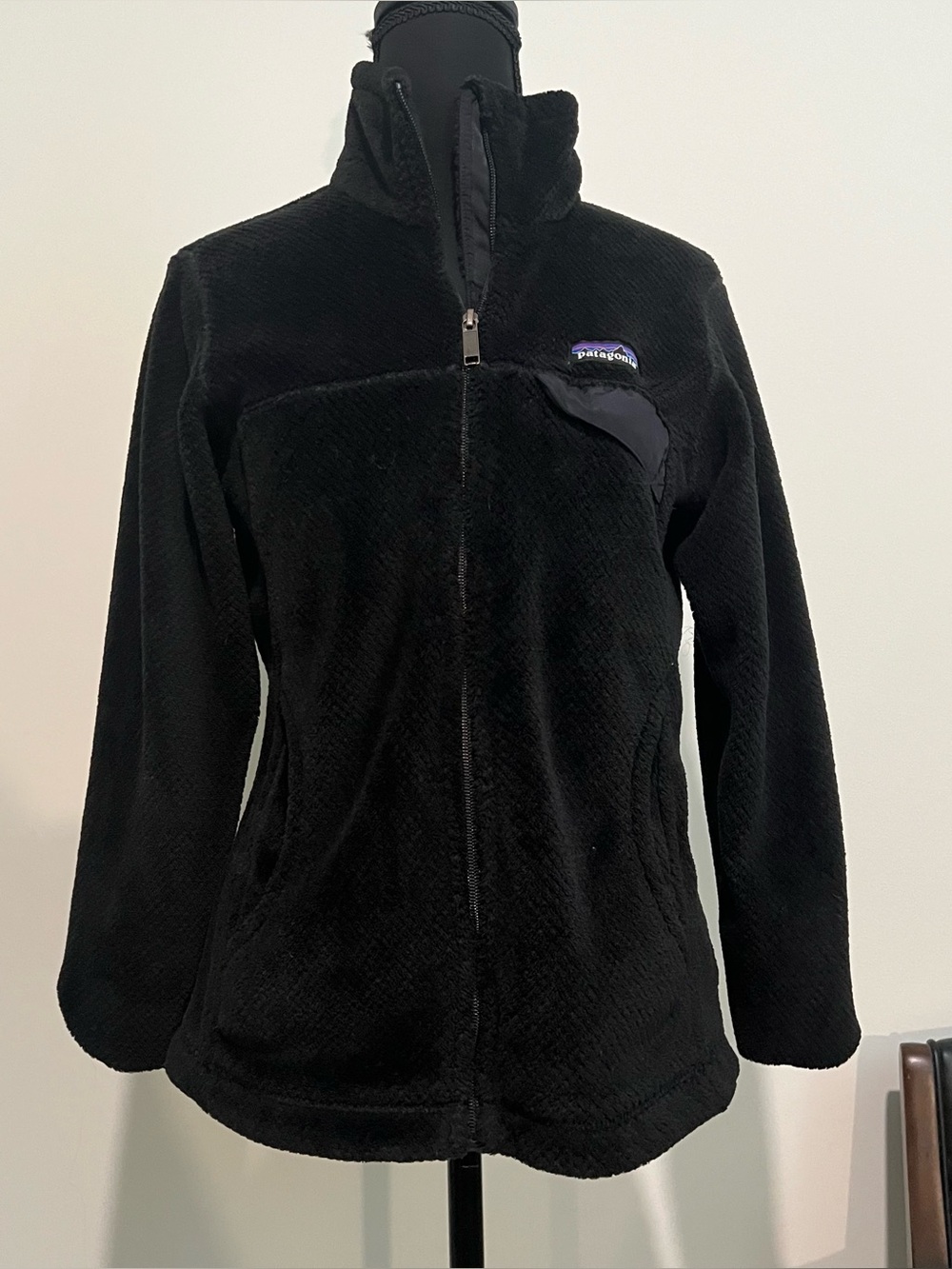 Black Patagonia Fleece Zip Up Jacket with Snap pocket